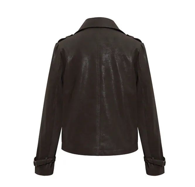 Vintage Leather Mix Trench Jacket