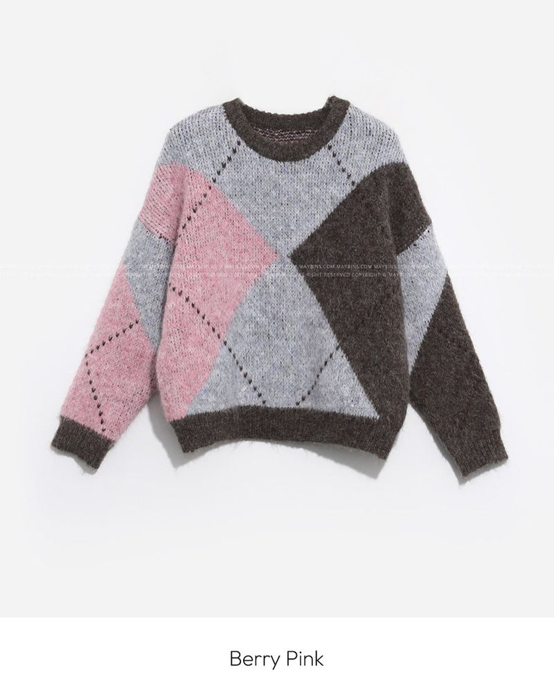 Wool argyle knit