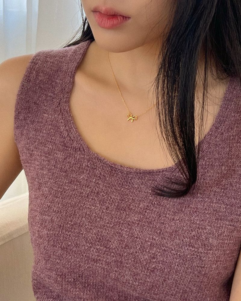 Fondu ribbon necklace (silver)