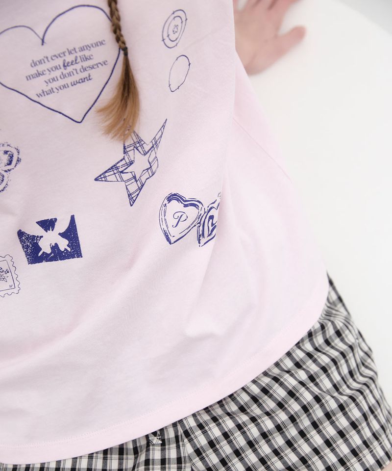 Drawing Diary Oversized T-shirt - Pink