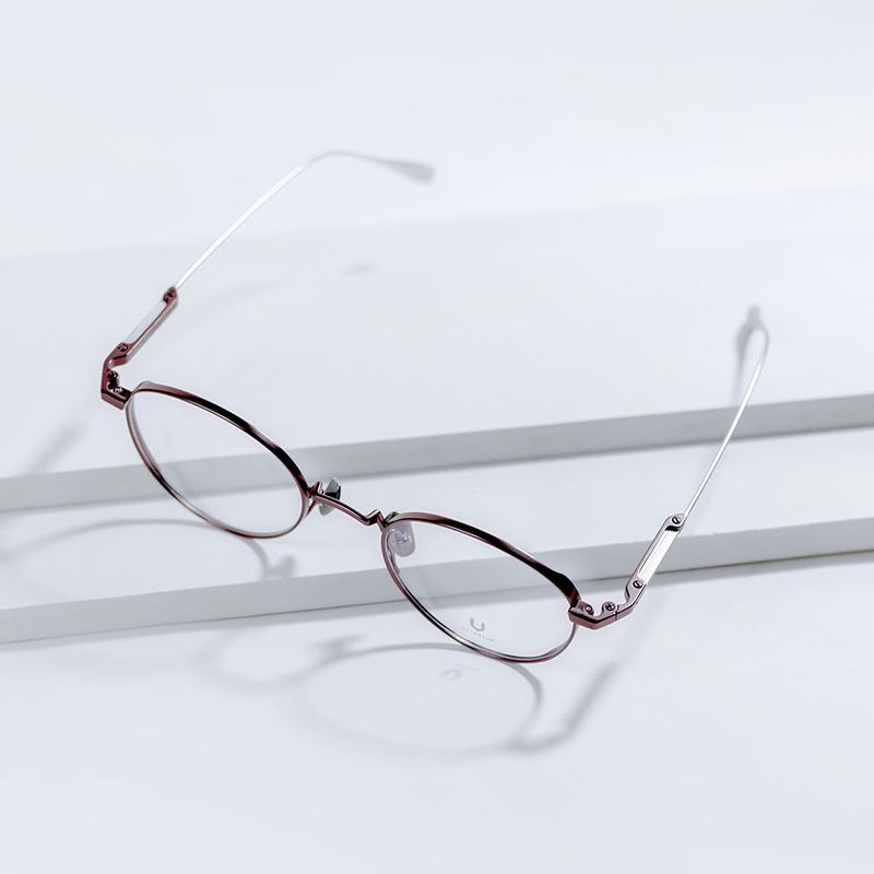 Knouun Round titanium glasses CODE. 102. C Brown N Silver
