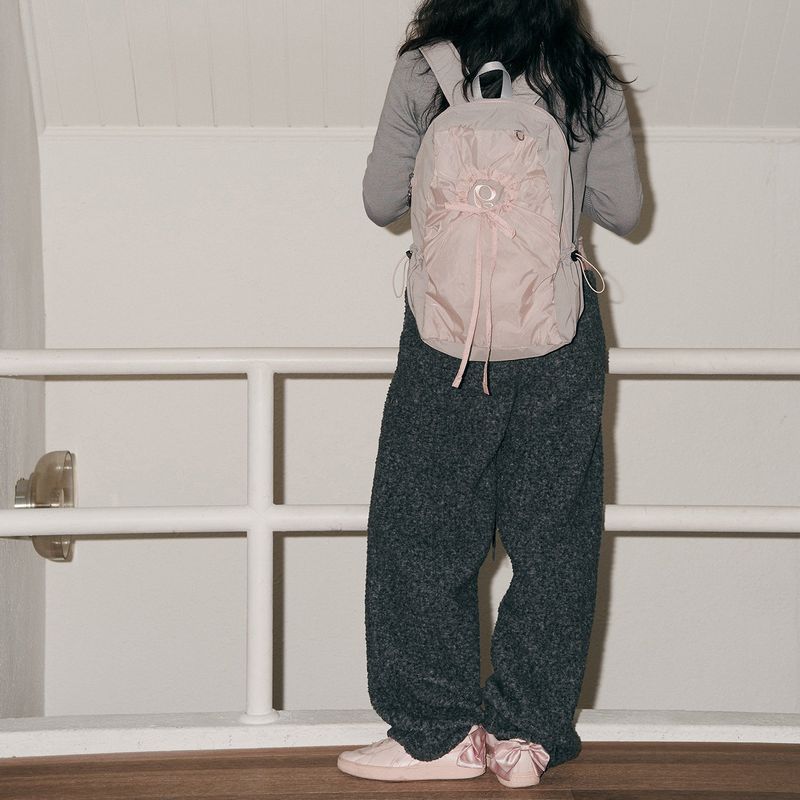 hole string po backpack (pink grey)