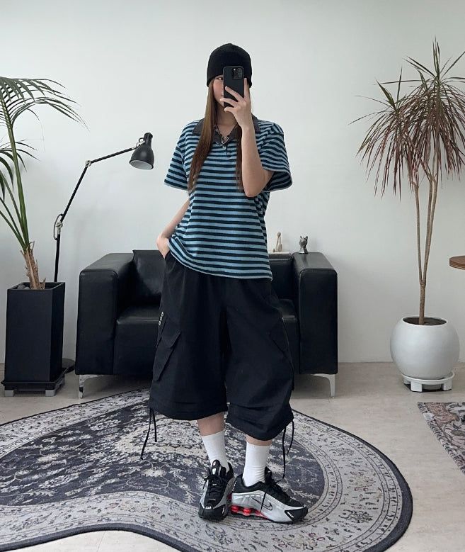 Gaen Terry Stripe Collar Tee