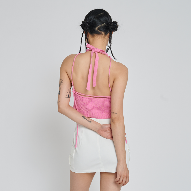 BOOKLE HALTER KNIT TOP_PINK