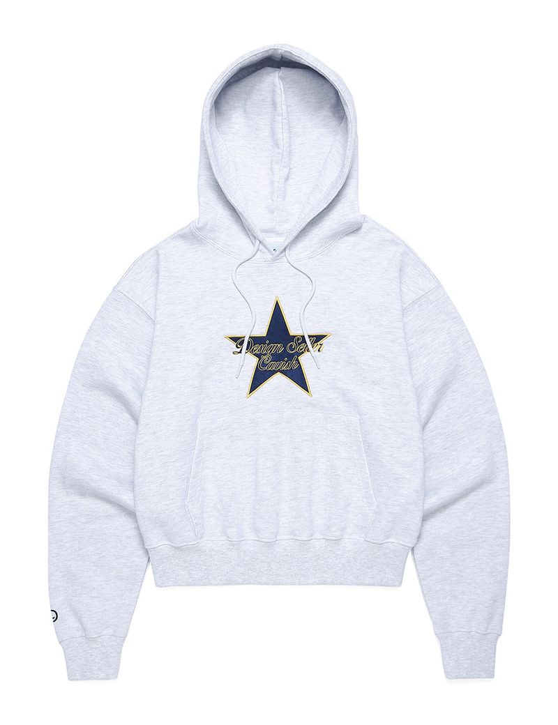 cavish（カビシ）の「STAR LOGO CROPPED HOODIE LIGHT GREY(CV2CFFM401A)（Tops）」