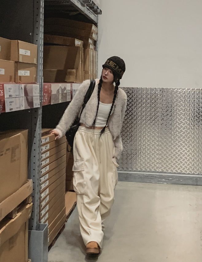 [Mink Brushed] Luxy Two Way Corduroyn Pintuck Cargo Pants