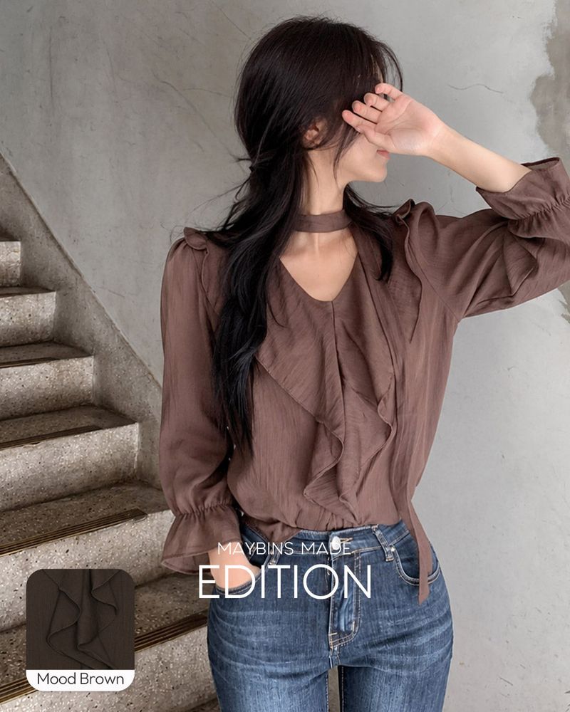 MADE. Rinnel ruffle blouse & tie set