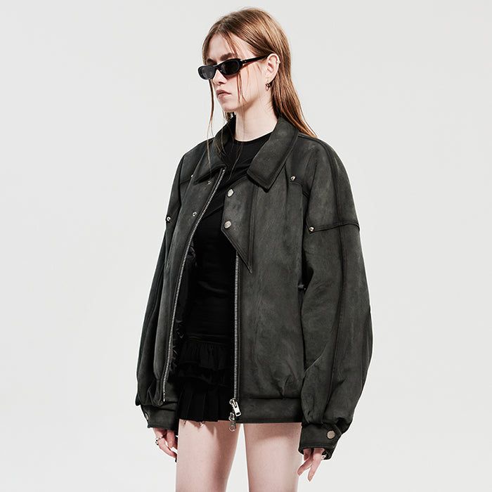 HOLY NUMBER 7(ホーリーナンバーセブン)の「WESTERN LEATHER JACKET_CHARCOAL(Jackets/Outerwear)」