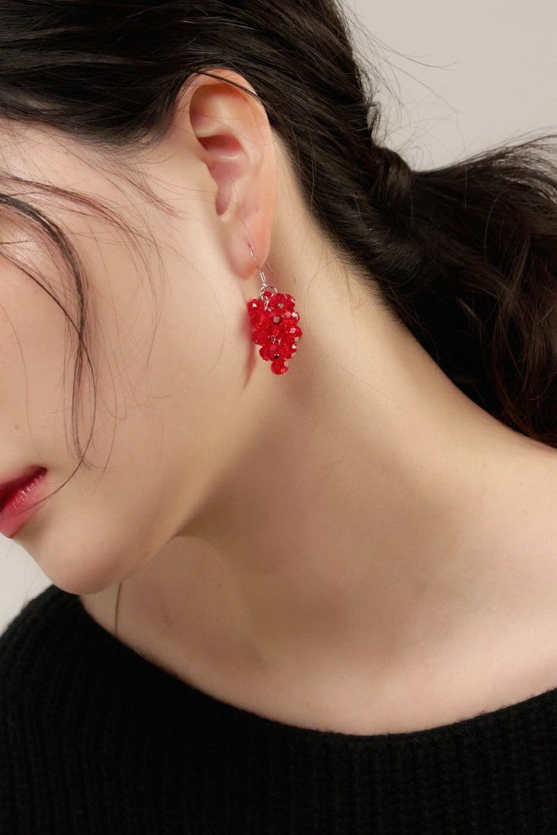 raspberry earring - red