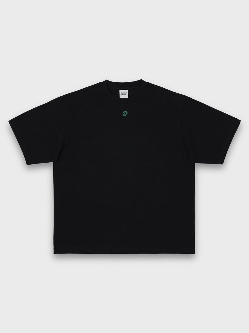 GREEN SKULL TEE - BLACK
