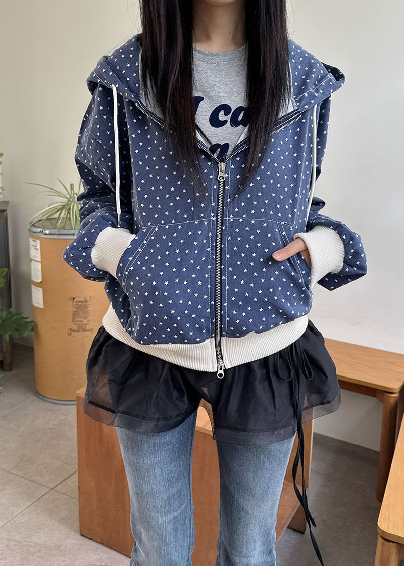 STAR PIGMENT HOOD ZIP-UP