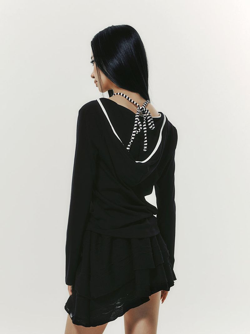 STRING TIED L/S BLACK
