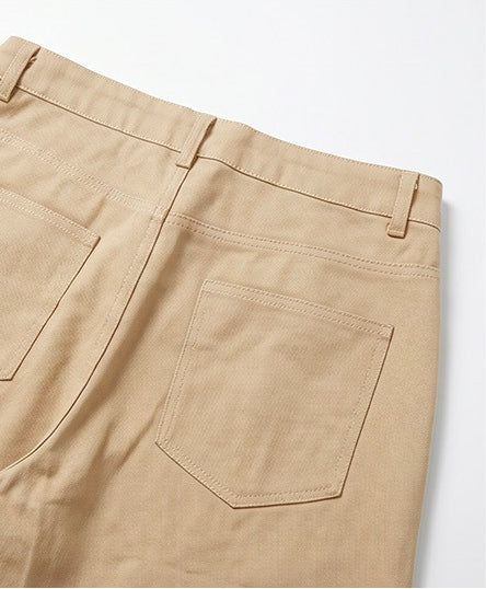 Wide Cotton Pleated Bermuda Shorts Beige