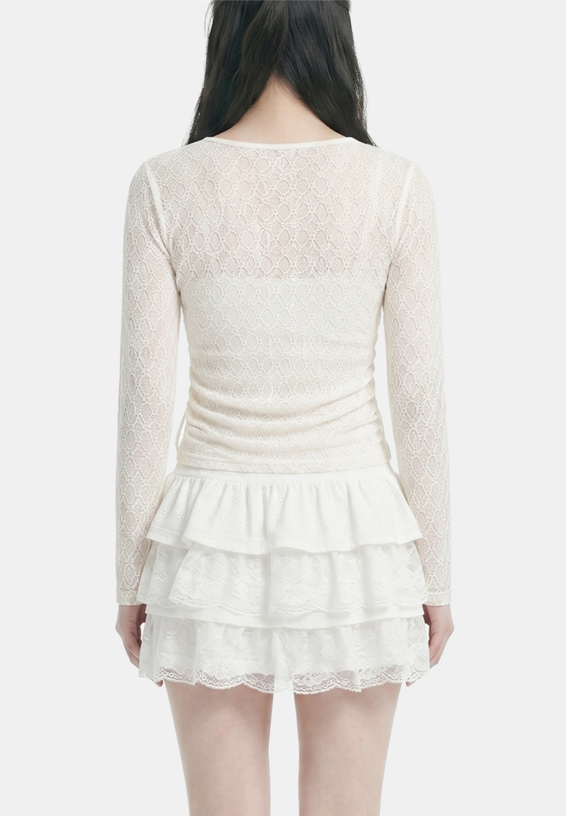 Eline Lace Shirring Cardigan