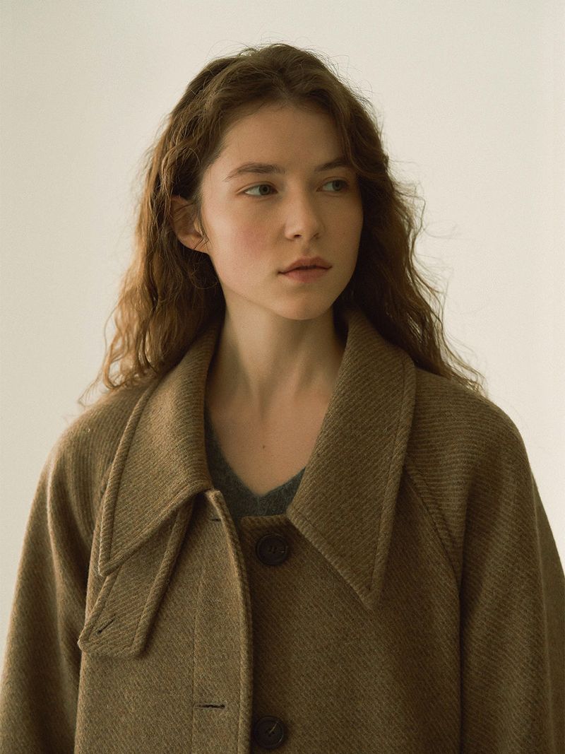 Single wool long coat