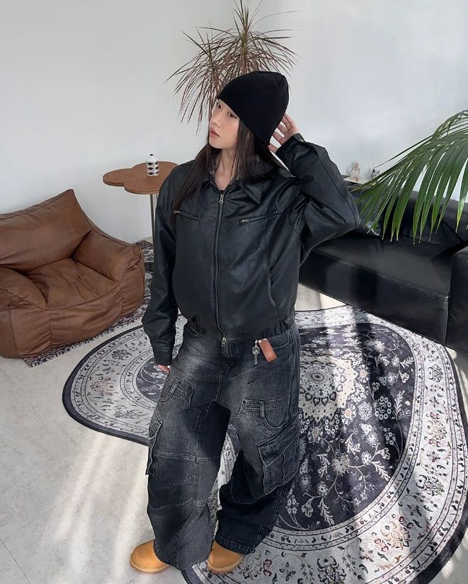 Edion Crop Leather Jacket