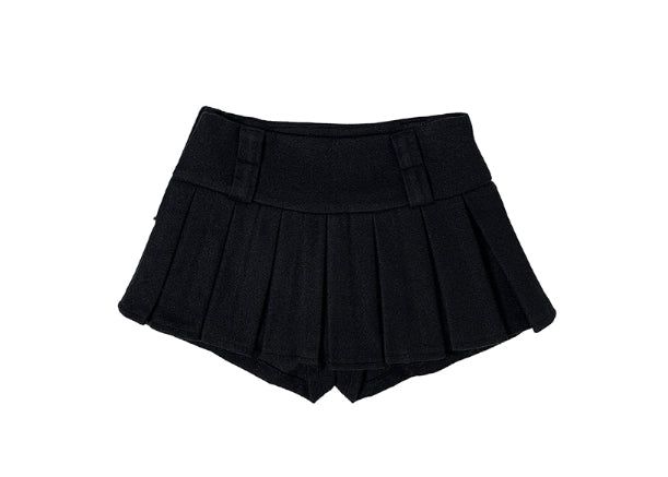 Elda Wool Belt Pleated Mini Skirt