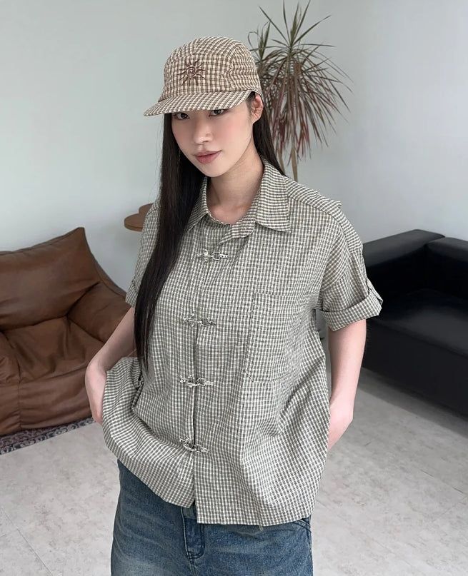 SATIIIZ（サティーズ）の「Hayd Buckle Check Shirt（Tops）」