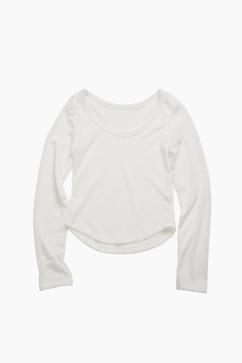 Summer U-neck Ribbed Long Sleeve