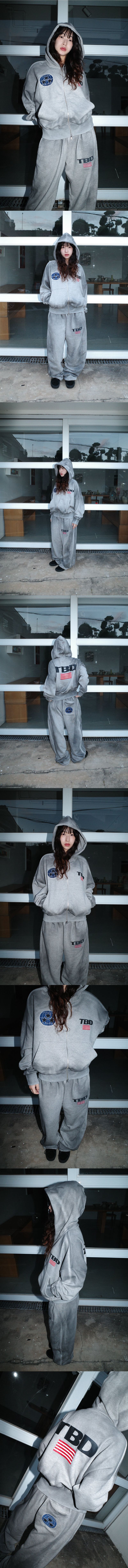 TBD World Logo Spray Hoodie Zipup Grey