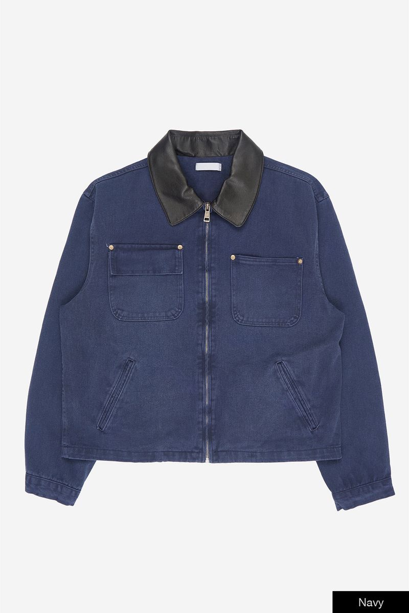 Spencer leather collar vintage work jumper