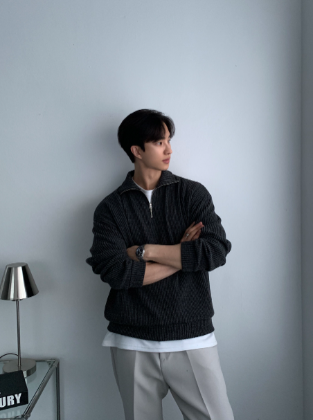 Hendes Daily Ribbed Semi-Zip Up Knit