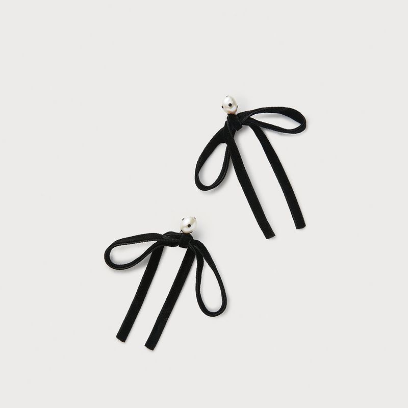 Ashore Bow Drop Earrings, Black
