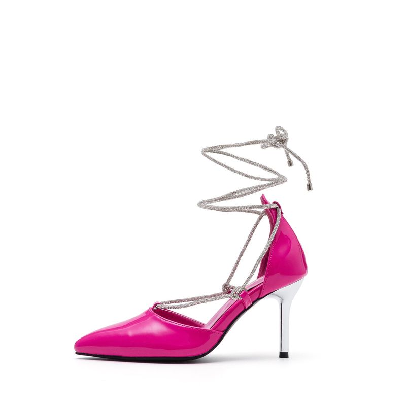 SSIMEEZ（シミズ）の「グリッターストラップシルエットヒール(Pink)（シューズ）」