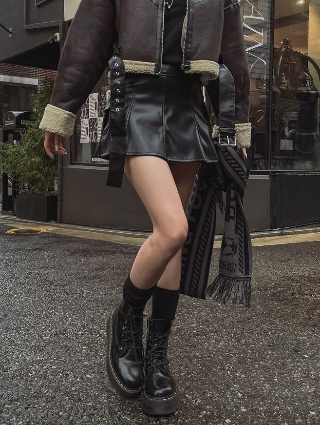 Hayes Leather Pocket Flare Skirt