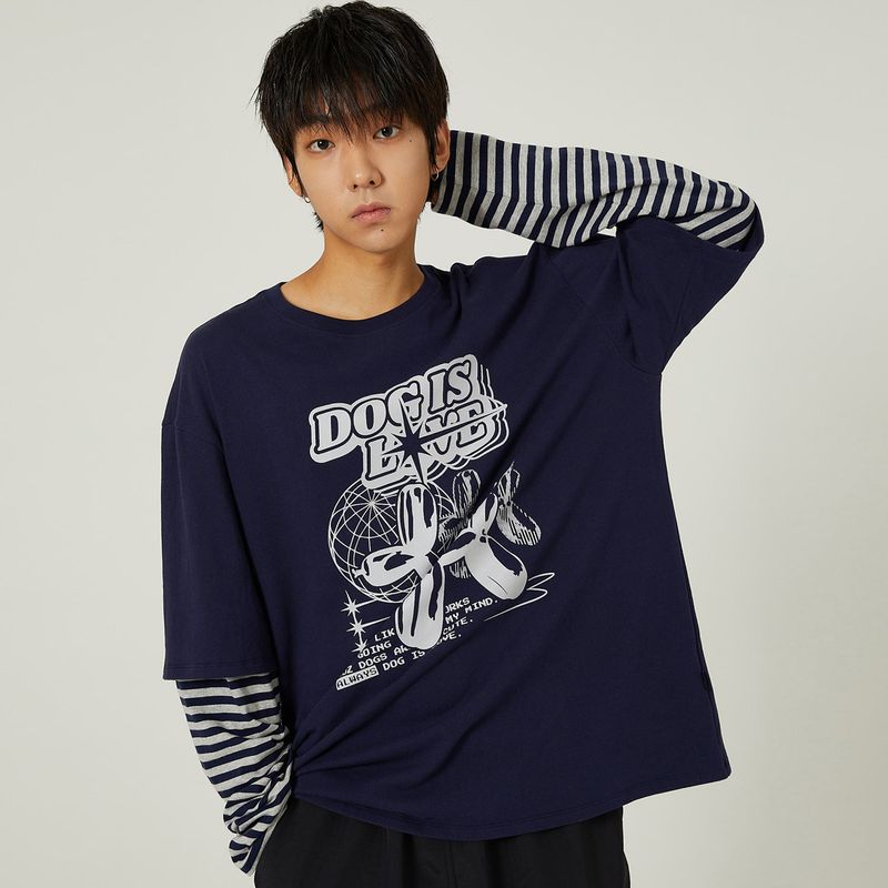 Magic balloon dog layered long sleeve tshirts
