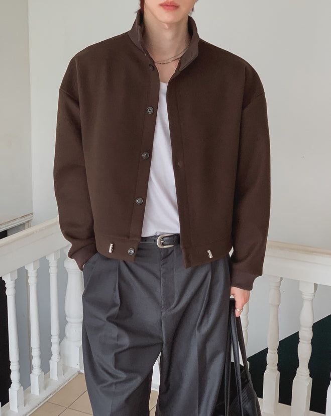 Sven Suede High-Neck Cardigan
