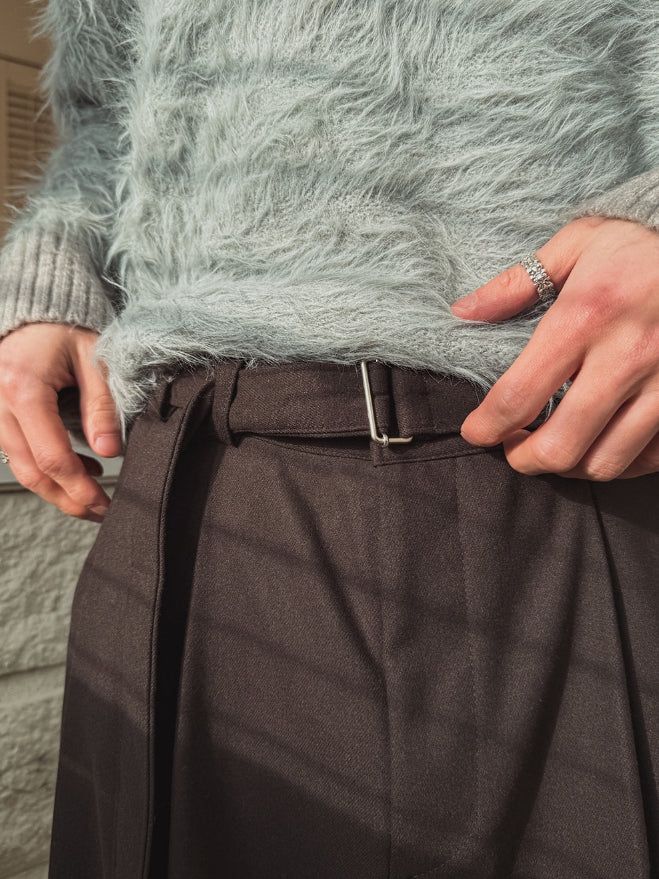 Andy Wool Belt Two Tuck Wide Slacks