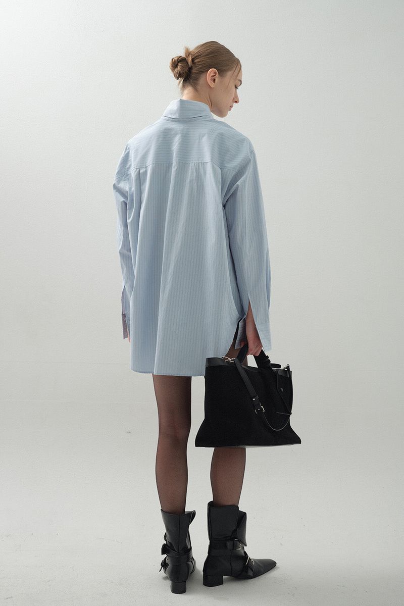 Drape Scarf Shirt_Light Blue