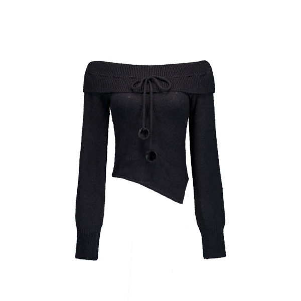COTTON CANDY OFF-SHOULDER KNIT [BLACK]