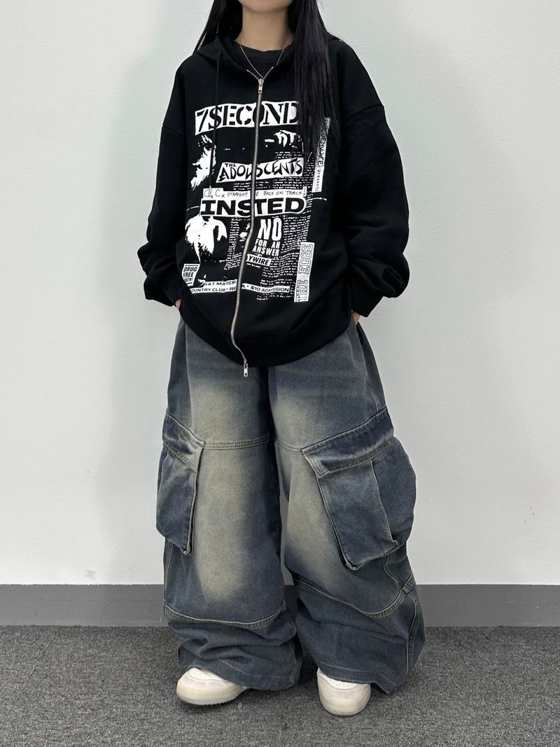 retro denim cargo pants