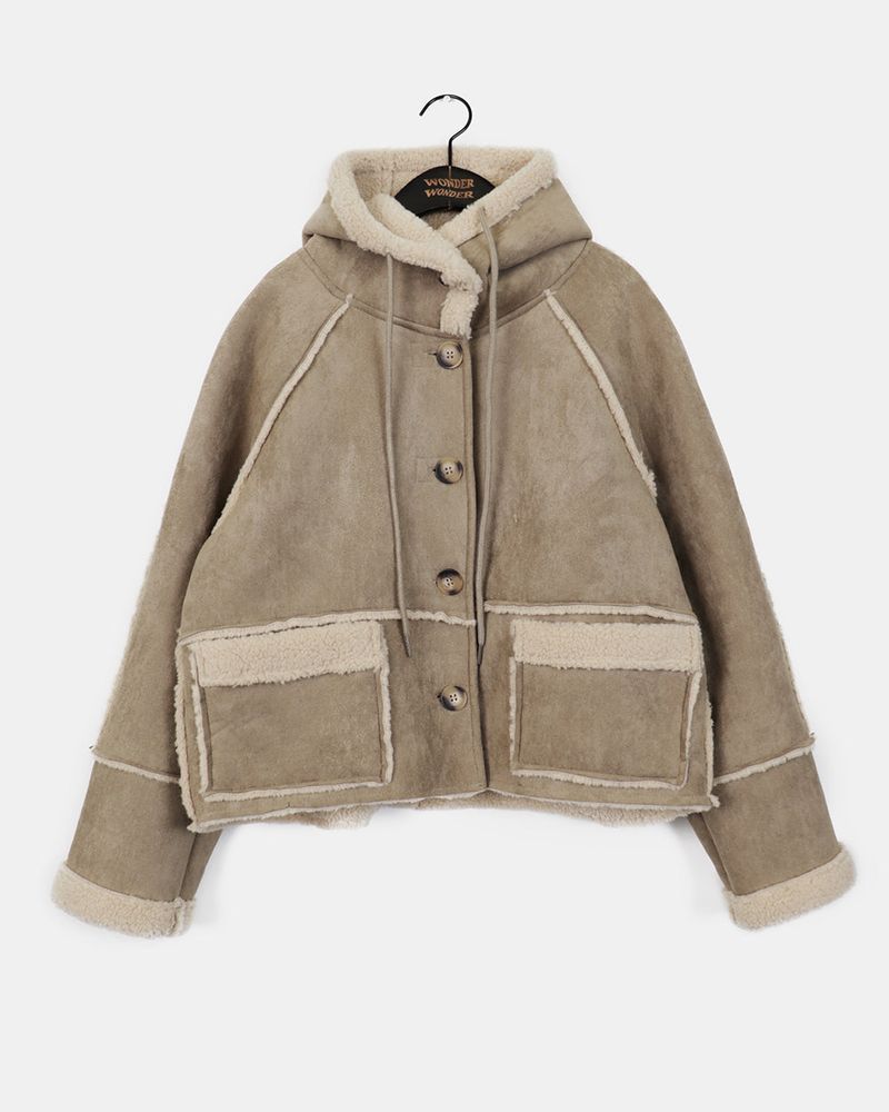Most Wool Hooded Mustang Short Jacket