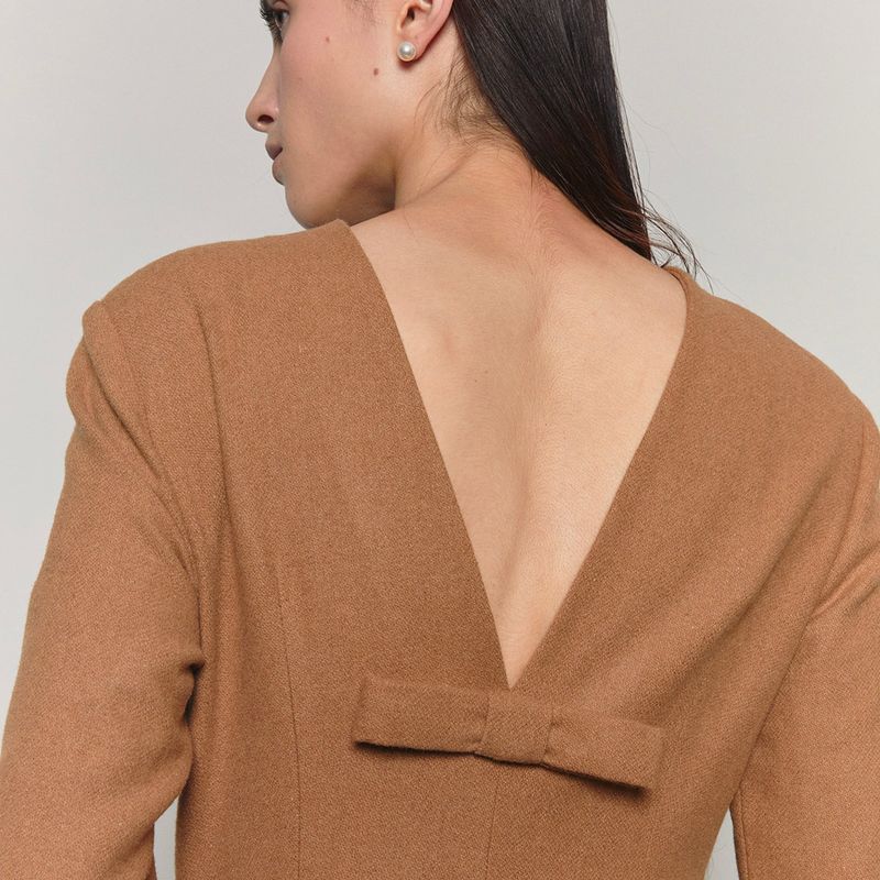 Wool Blended Hourglass Dress _ Camel