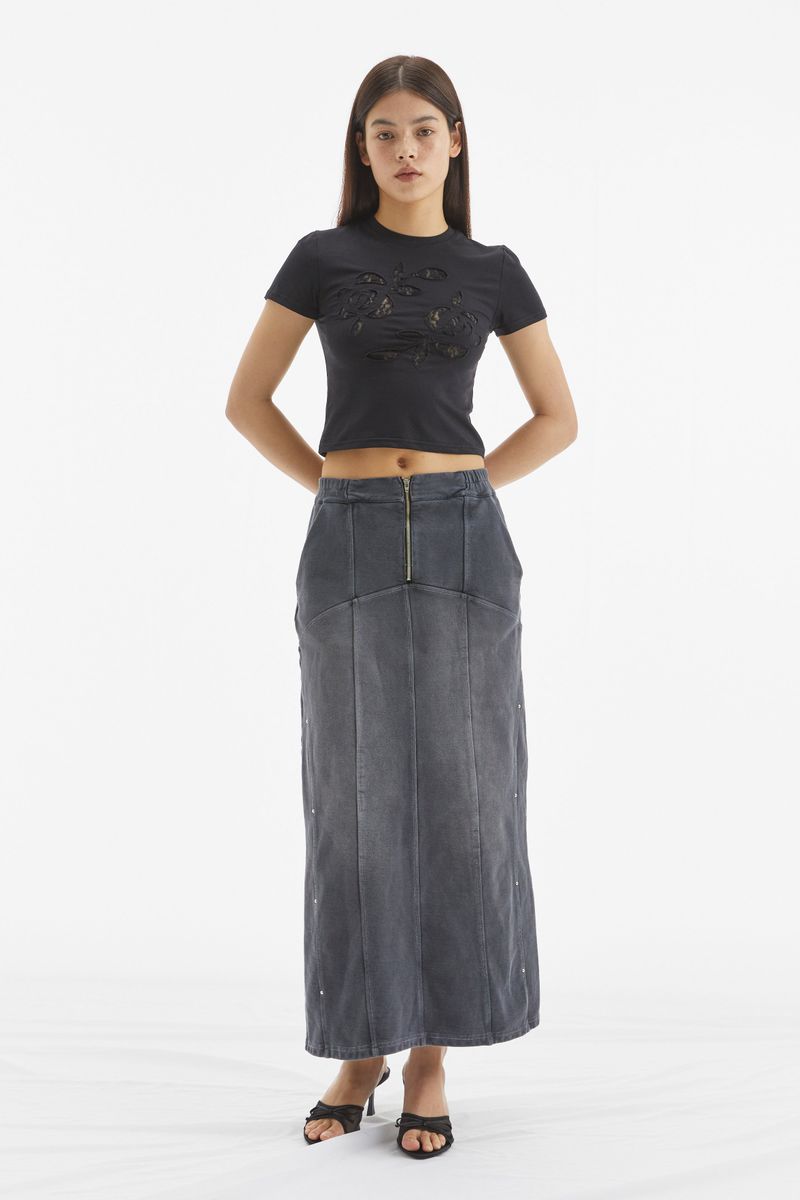 ROSE LACE CROP TOP /  BLACK
