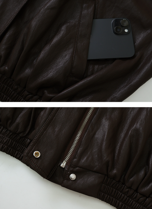 EW Collar Crop Leather Blouson (2color)