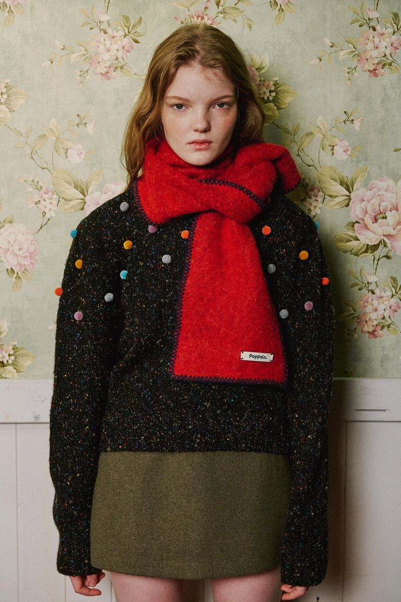 Stitch Wool Muffler [Red]