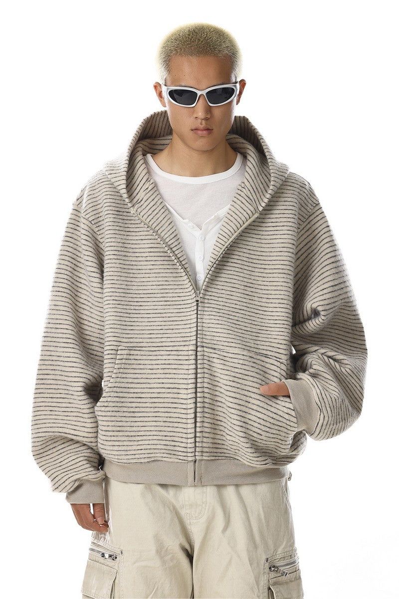 MBEXX（エムビーイーエックスエックス）の「Striped Hooded Zip Sweatshirt（Tops）」