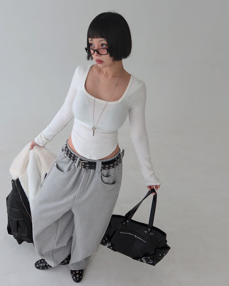 Square Cutout Long Sleeve T-shirt
