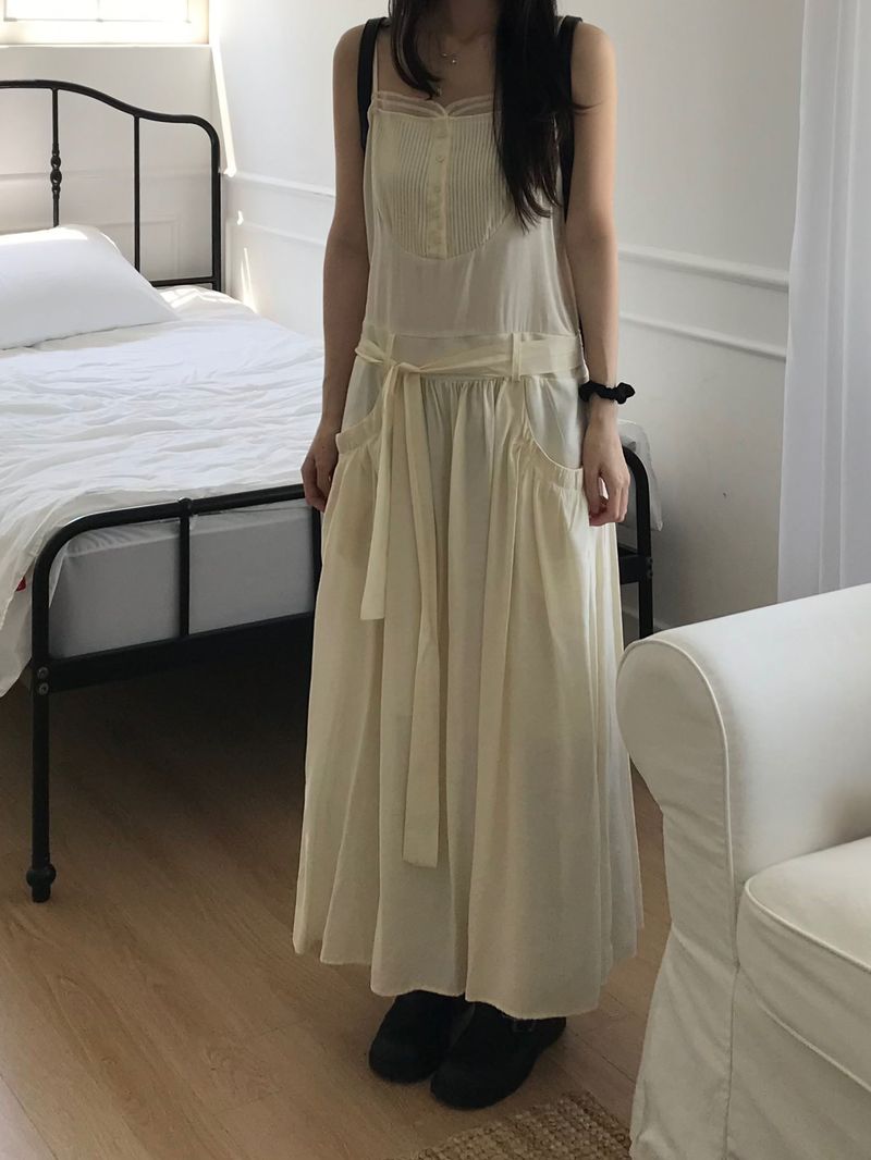 Pintuck Long Dress (2 colors)