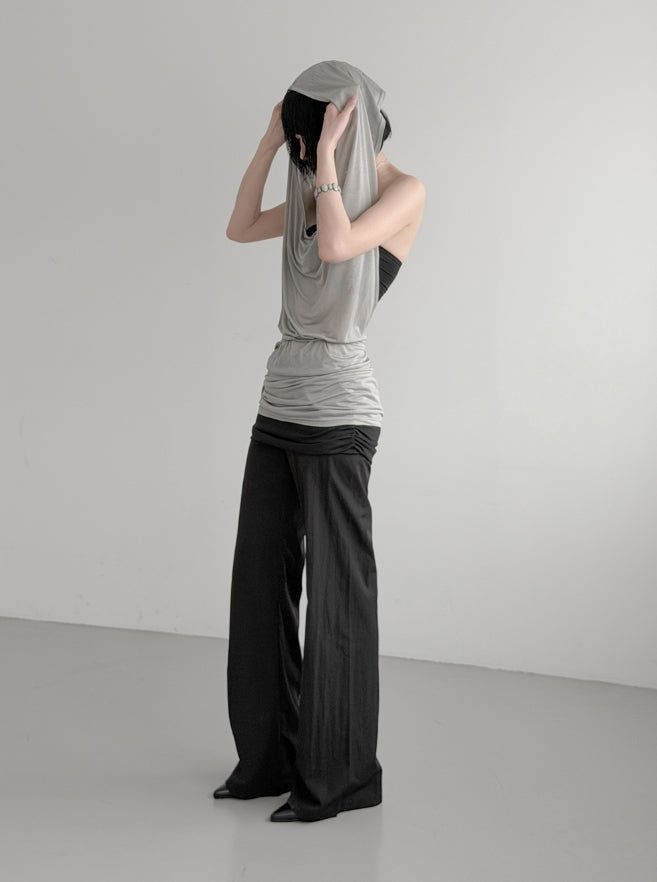 Desert Cowl Neck Hooded Drape Top