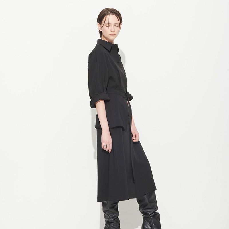  POCKET BELTED DRESS, BLACK