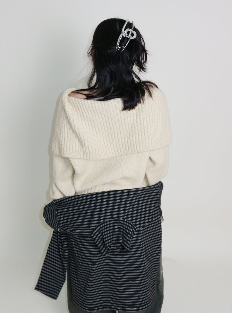 Square Sailor Collar Two-Way Knit Cardigan