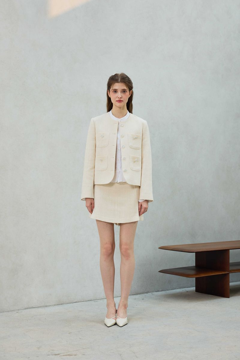 CHERISH TWEED SKIRT PANTS / WHITE