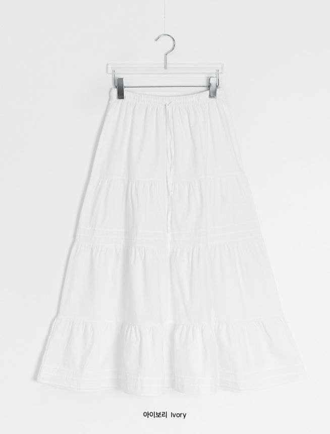 Nayuta Pintuck Tiered Banding Long Skirt