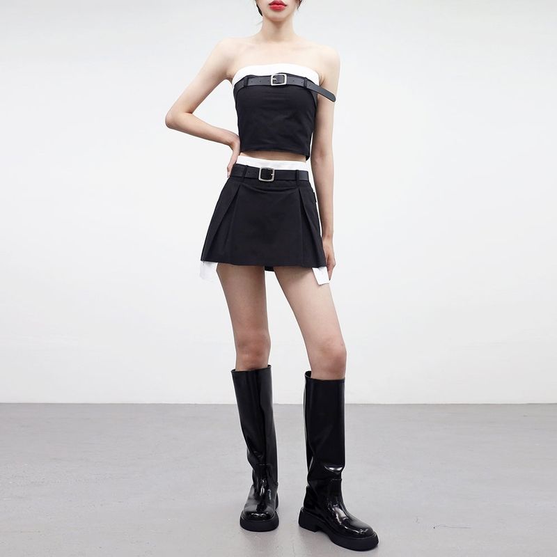 [NONCODE] Artify Coloring Tube Top + Pleated Skirt (Belt Set)