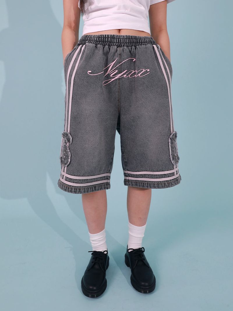 BASKETBALL DENIM HALF PANTS (GREY)